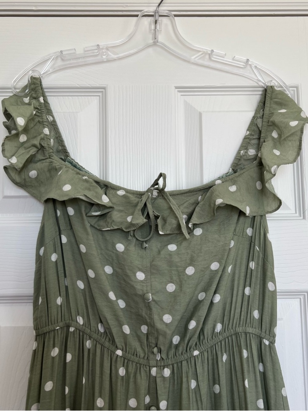 Pinkblush Olive Green Polka Dot Ruffle Maxi Dress - Picture 3 of 9